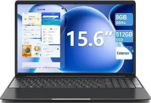 SGIN Laptops Windows 11, 15.6 Inch Laptop Computer 8GB DDR3 512GB SSD with I3 Processor, Webcam, HDMI, USB3.0, 7000mAh Battery, BT4.2, USB 3.2 * 3, WiFi, Type-C(Black)