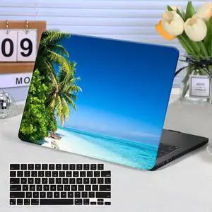 Funut Compatible with MacBook Air 13 inch Case 2024 2023 2022 Release M3 M2 A3113 A2681, Plastic Laptop Hard Shell Case & Keyboard Cover for MacBook Air 13.6" with Touch ID, Blue Ocean