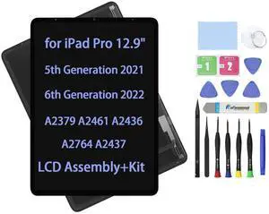 ARUISIFX Screen Replacement for iPad Pro 12.9" 5th 6th Gen (Generation) A2379 A2461 A2436 A2764 A2437 2021 2022 Display LCD Assembly Glass Touch Digitizer Premium Repair Kit (Black)