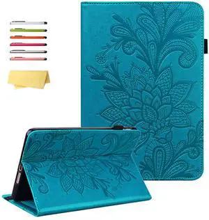 UUcovers Fire HD 10 Case 9th/7th/5th Gen (2019/2017/2015) with Pencil Holder [Auto Sleep/Wake] Elastic Band Pocket Multi-Angle Stand Magnetic Folio PU Leather TPU Shockproof Cover, Blue Flower