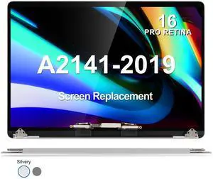 A2141 Screen Replacement for MacBook Pro Retina 16" 2019 LCD Full Screen Display Assembly EMC 3347 661-14200 (Sliver)