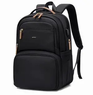MDODO Lunch Backpack for Women Men,15.6Inch Insulated Lunch Box Backpack with USB Charging Port, Diaper Laptop Back pack for Travel Picnic Work Teacher Nurse,Black