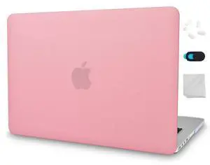 KECC Compatible with MacBook Pro 13 inch Case 2020-2025, 2016-2019 Release M2 M1 A2338 A2289 A2251 A2159 A1989 A1706 A1708 Italian Leather Hard Shell Case, Pink Leather