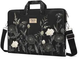 MOSISO Laptop Bag for Women, 13.3 inch Computer Bag Compatible with MacBook Pro 14, HP, Dell, Asus Notebook, 13-13.3 inch Laptop Messenger Shoulder Sleeve with Strap, Retro Flower