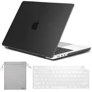 ProCase for MacBook Pro 14.2 inch 2024 M4 A3112 A3185 A3401/Pro 14 2023 2022 2021 M3 A2918 A2992 M2 A2779 M1 A2442, Slim Protective Hard Shell Case and Keyboard Skin Cover -Black