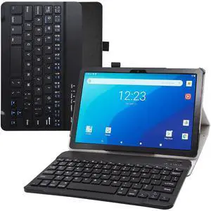 Bige for Onn 10.1 inch Keyboard Case 2022, PU Leather Cover with Removable Keyboard for 10.1 inch Tablets (Just Fit Onn 10.1 2022), Black