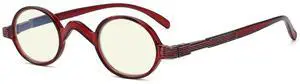 Eyekepper Blue Light Filter Glasses - Computer Reading Glasses - Small Round Blocking Readers Reading with Spring Hinges - Red +3.00