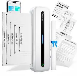 Phomemo Portable Thermal Printer, Bluetooth Inkless Portable Printers Wireless for Travel, Support 8.5''x11'' US Letter & A4, Small Compact Mobile Printer for Phone Laptop, for Office School Home Use
