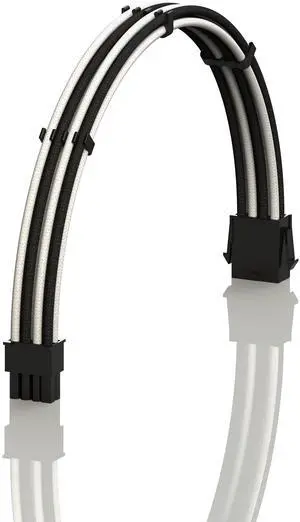 LINKUP - AVA 50cm EPS 8P(4+4) CPU ATX Motherboard PSU Power Supply Braided Sleeved Custom Mod PC Extension Cable w/Combs | Strong & Stiff Design | Single Pack | 500mm - WhiteBlack