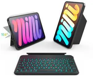 accrosoo for iPad mini 7 (A17 Pro)/mini 6 8.3" Detachable Magnetic Keyboard Case Full Protection, Scratch-Resistant Leather, 156° Stand, 7 Backlits & Rechargeable Pencil Holder & 11 Shortcuts (Black)