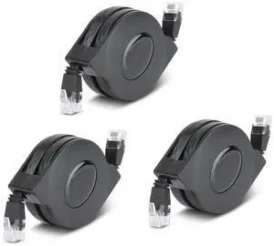 Zerone CAT 6 Ethernet Cable Ultra Flat, Adjustable Retractable CAT6 RJ45 LAN Network Cable Patch Shielded Flat Ethernet Cord(2M) (3 Pcs)