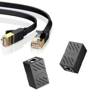 UGREEN RJ45 Coupler 2 Pack in Line Coupler Cat7 Cat6 Cat5e Ethernet Cable Extender and Cat7 High-Speed Flat Gigabit RJ45 LAN Cable 10Gbps Compatible for Gaming PS5 PS4 PS3 Xbox PC Laptop Modem Router