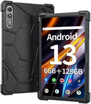 Naclud 10.51 Inch Tablet for Kids, 6GB RAM 128GB ROM Android 13 Kids Tablet with Proof Case, Octa-Core 2.0Ghz Processor, 1920 * 1200 FHD Screen, 5MP+13MP Camera, 6200mAh, GPS, WiFi, Bluetooth (Black)