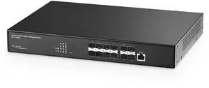 Binardat 12 Port 10 Gigabit SFP Managed Switch, Support 1G & 10G SFP+ Module, 240Gbps Bandwidth, L3 Web/CLI Managed, Metal Fiber Network Switch
