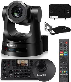 FoMaKo PTZ Camera, 30X Optical Zoom Bundle AI Auto-Tracking Gen 3, PoE HDMI Camera, for Church Worship (PTZ Bundle FMK30SDI+KC608 Pro) BH301,Black Color