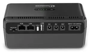 Mini UPS 10400mAh, Uninterruptible Power Supply with POE 15V/24V Output DC 5V/9V/12V USB Type-C for Router,Modem,Security Camera,Phone,LED Light, CHINTE