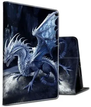 BEOTIWAD for All-New Amazon Fire HD 8 Tablet (8th/7th/6th Generation, 2018/2017/2016 Release),PU Leather Multi-Angle Anti Slide Stand Cases with Auto Wake/Sleep,Blue Dragon