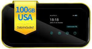 FREEBOT 4G LTE Mobile Hotspot Router - Preloaded with 100GB USA Data (90 Days), Portable WiFi for International Travel in 150+ Countries, SIM-Free Multi-Carrier Access, No Contract Required