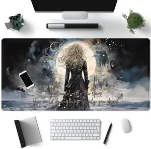 Dark Magic Large Mouse Pad Gaming MTG Playmat Original Paint Desk Mat Adventure Extended Mousepad Art Long Mouse Pads XXL, Cool Desk Pad for Keyboard with Stitched Edges 31.5" X 15.7 "
