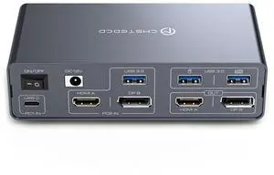 KVM Switch 2 Monitors 2 Computers USB C Docking Station with 4K60Hz HDMI and 4K120Hz DP KVM Switch Dual Monitor 10Gbps USBC+USBA 3.2 Date 5Gbps USB3.0 Date and SD/microSD Card Slots for Laptop&Desktop