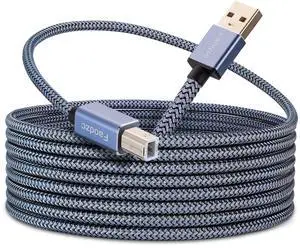 Faodzc USB Printer Cord 2.0 Type A Male to B Male - 50 ft/15m High Speed Printer Scanner Cord Compatible with HP, Canon, Dell, Epson, Xerox, Samsung and More