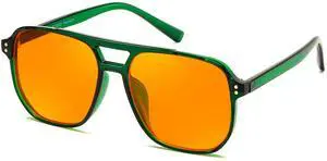 FEISEDY Amber Blue Light Glasses for Computer Gaming Anti Eyestrain Sleep Glasses G2835 Green Transparent