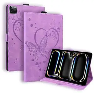 Dteck for iPad Air 13 Inch Case 2024 M2,iPad Pro 12.9 inch Case (6th/5th/4th Generation 2022/2021/2020),Built in Pencil Holder Multi-Angle Viewing Stand Folio Smart Cases with Auto Sleep/Wake, Purple
