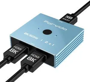 HDMI 2.1 Splitter 1x2 & Switch 2x1-8K@60Hz/4K@120Hz Bidirectional, HDCP 2.3, HDR10, Dolby Vision, for Gaming/PS5/Xbox/PC/TV (Low Latency)