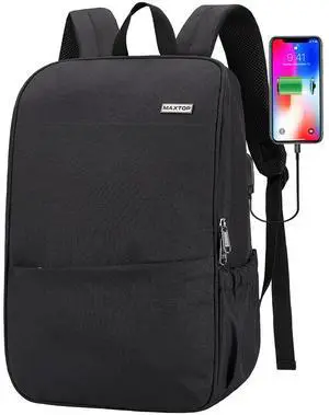 MAXTOP Deep Storage Laptop Backpack with USB Charging Port[Water Resistant] College Computer Bookbag Fits 15 Inch Laptop Black