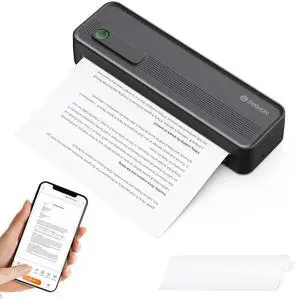 InkWon A41 Bluetooth Thermal Printer, Portable Inkless Printer for Travel Supports 8.5 x 11 Inch Paper, Small Mobile Printing Device Ideal for Office, School, Home