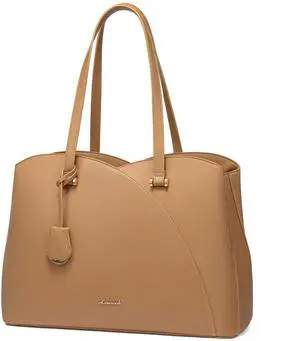 LOVEVOOK Laptop Tote Bag for Women 17.3 Inch, Teacher Work Tote Bags Laptop Bag, Leather Computer Bag Large Purses Handbag Professional Briefcase, Camel