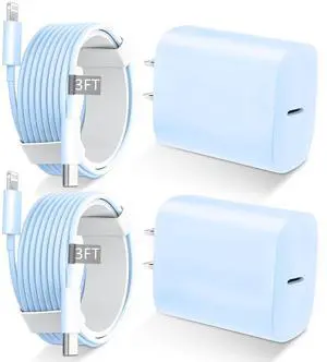 Phone 14 13 12 11 Fast Charger,3FT Long Fast Charging Lightning Cable with 20W USB C Charger Block for Phone 14/14 Pro Max/13/13 Pro Max/12/12 Pro Max/11/11Pro/XS/Max/XR/X,Pad,Blue