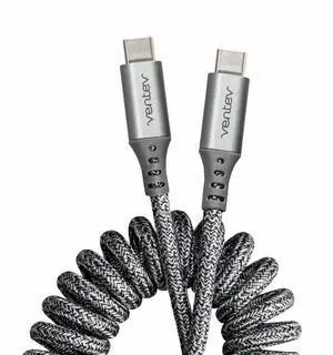 Ventev Helix 3ft Expandable USB C to USB C Cable | Fast Charging Cable for iPhone 17, Pro, Pro Max, Air, iPhones 16-12 MacBook, iPad Pro, Pixel 9, Samsung S25 | No Tangle Cord for Fast Charger