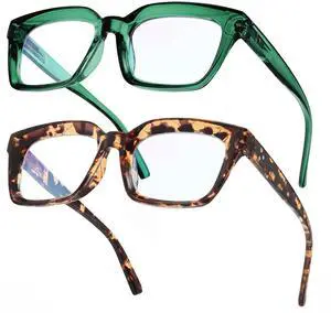 IBOANN Oversized Blue Light Glasses for Woman, Funky Fashion Glasses With Preppy Look, Reduce Screen Fatigue Computer Glasses