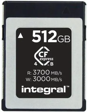 Integral Studio Grade CFexpress 4.0 Type B 512GB Memory Card - 3700MB/s Read, 3000MB/s Write, 800MB/s Continuous Write - for Advanced Film Cameras and DSLR Cameras