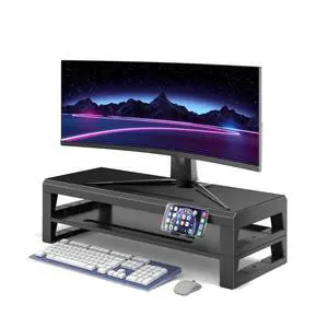 GECKOSTROLL 2-Tier Metal Computer monitor stand Laptop Desk Shelf & Monitor Riser 21.55 inches long desk riser Monitors/PC/Laptop/Computer Space Saver Organizer (Basic Version, Two-layer 550mm)