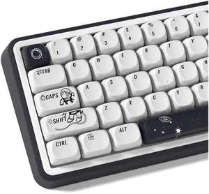 dagaladoo Apollo PBT Keycaps,White and Black,MOA Keycaps Dye-Sublimation, Japanese Style,Custom Keyboard Key caps Set for 100% 75% 65% 60% TKL US Layout Mechanical Keyboard