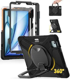 BRAECN for iPad Air M3 11 Inch Case 2025/ M2 2024, iPad Air 10.9" 5th/4th Gen, iPad Pro 11 Inch 4th/3rd/2nd/1st Gen, Proof Cover with Screen Protector, Pencil Holder,Shoulder Strap, Handle & Kickstand