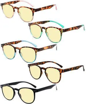 Eyekepper 5-pack Blue Light Blocking Reading Glasses for Women Yellow Tinted +1.00