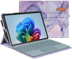 Fintie Case for Microsoft Surface Pro 12 Inch 1st Edition (2025), Multiple Angle Viewing Portfolio Business Cover with Pocket & Stylus Holder, Compatible with Type Cover Keyboard (Lilac Marble)