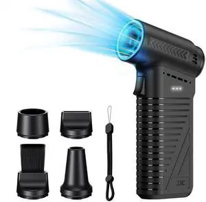 JJC Electric Compressed Air Duster, 105000RPM Portable Air Blower Gun with Brushless Motor, 4-Gear Adjustable, Rechargeable Cordless Air Blaster with Cleaning Filter for Keyboard Computer Camera Clean