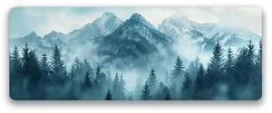 Beautiful Majestic Mountains Multi-Functional Oversized XXL 31.5" x 11.750" Desk/Mouse Pad Seamlessly Blending Artistry with Practicality. Non-Slip Backing and Stitched Edge.