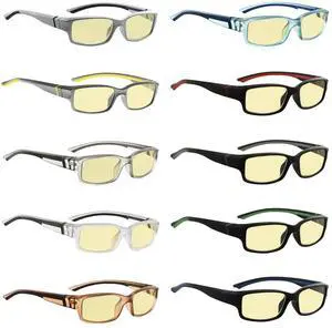 Eyekepper 10 Pack Blue Light Blocking Reading Glasses Yellow Tinted Computer Readers Men Women +2.00