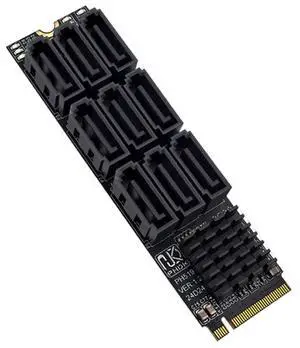 CY NGFF NVME M-Key PCI Express M.2 to 9 Ports SATA 3.0 6Gbps Adapter Converter Hard Drive Extension Card 2280 for NAS Computer
