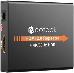 Neoteck HDMI 2.0 Repeater 4K 2160P 3D HDMI Signal Amplifier Repeater Boost Up to 196ft Transmission Distance Mini Size Metal Shell for PC DVD Sky HD Box PS3 PS4 Satellite Box