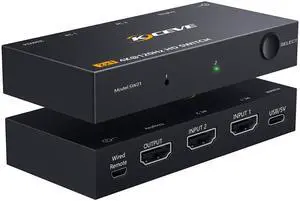 HDMI Switch 2 in 1 Out, HDMI Switch, 4K@120Hz HDMI Switcher, 2 in 1 Out, Supports HDR, 3D, Compatible with Laptops, PC, Xbox Series, PS5 / PS4, Projector, and More