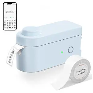 Makeid L1-C Smart Label Maker Machine with Tape  Mini Bluetooth Label Maker, Portable & Rechargeable, Compatible with 9/12/16mm Waterproof Tapes  for Home, Office, School Organization