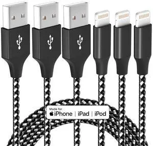 3 Pack 10 FT iPhone Charger Fast Charging Cord MFi Certified Lightning Cable Nylon Braided iPhone Charger Cord Compatible with iPhone 14 13 12 11 Pro Max XR XS X 8 7 6 Plus SE and More