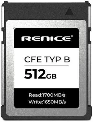RENICE 512GB Professional CFexpress Type B Memory Card,Up to 1700MB/s Read,1650MB/s Write-RAW 8K HD Video Recording for Photographers,Videographers