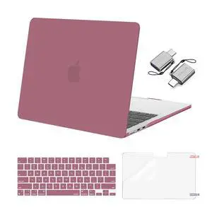 MOSISO Compatible with MacBook Air 13 inch Case 2025 2024 2023 2022 M4 A3240 M3 A3113 M2 A2681, Plastic Hard Shell&Keyboard Cover&Screen Film&Type C for MacBook Air 13.6 inch Case, Dusty Rose